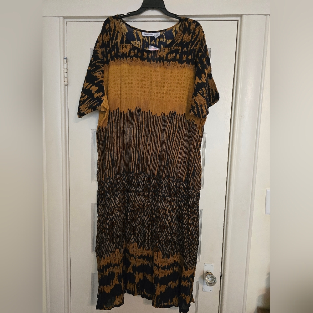 Elegant Black and Brown Midi Dress